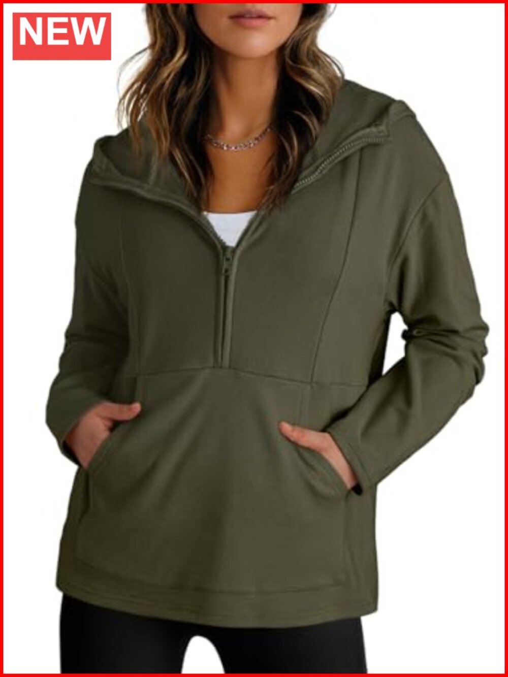 Soft Fleece Half Zip Hoodie Oversized Pullover Long Sleeve Casual Sweatshirt